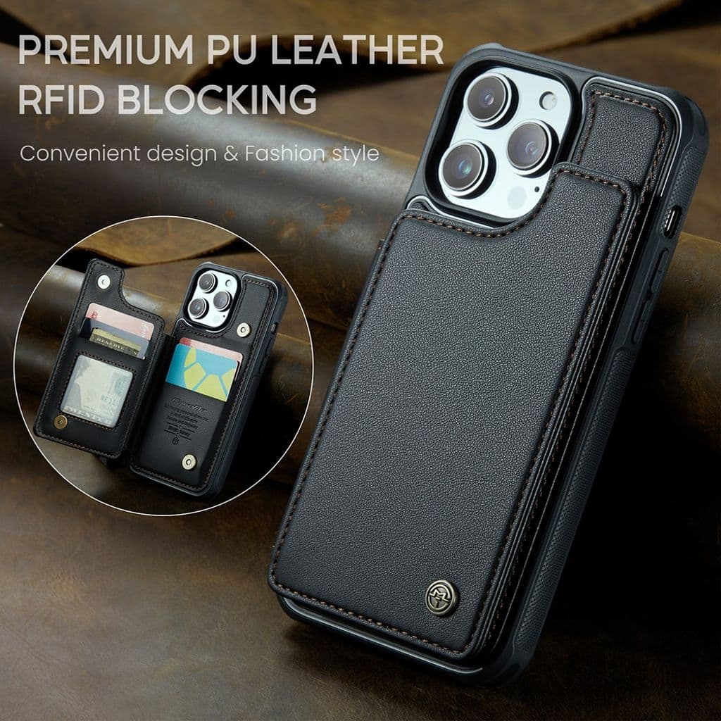 CASEME iPhone 14 Pro Plånboksskal RFID-blockerande – Svart - Bild 11