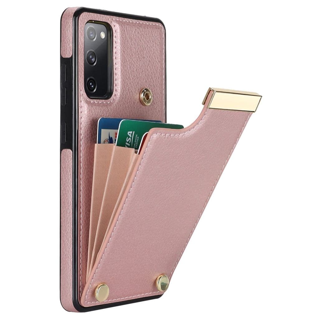 Samsung Galaxy S20 FE 5G etc. Skal med korthållare - Roséguld