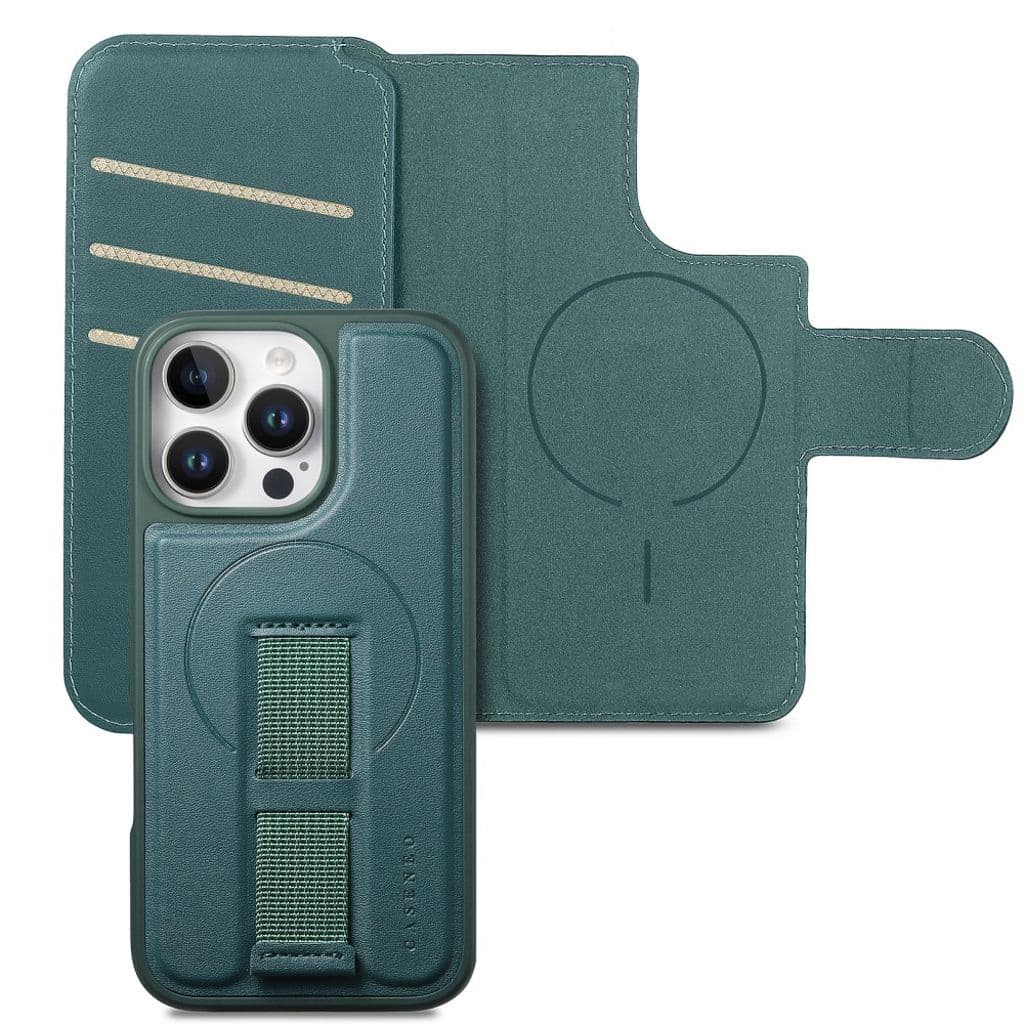 CASENEO iPhone 16 Pro Max Plånboksfodral RFID-blockerande – Grön - Bild 7