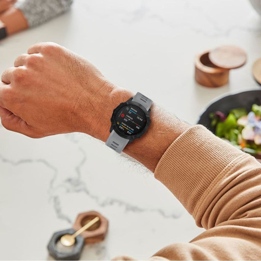 Garmin Fenix 7X/6X/5X etc. Klockarmband med Metallspänne - Grå - Bild 6