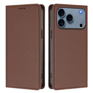 iPhone 18 Pro/17 Pro Plånboksfodral i PU-läder med RFID-skydd och magnetlås - Brun
