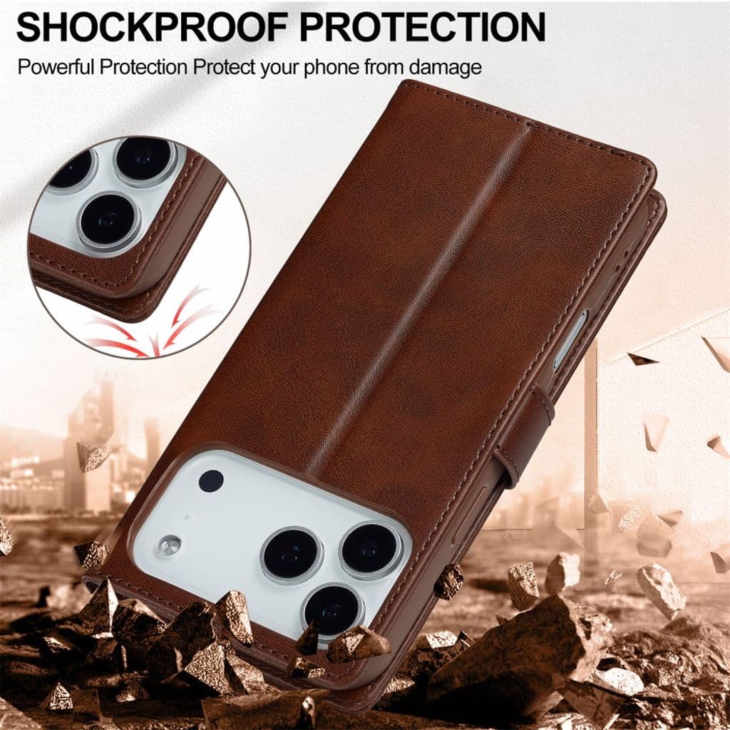 LC.IMEEKE iPhone 17 Pro Plånboksfodral med Stativ - Brun - Bild 5