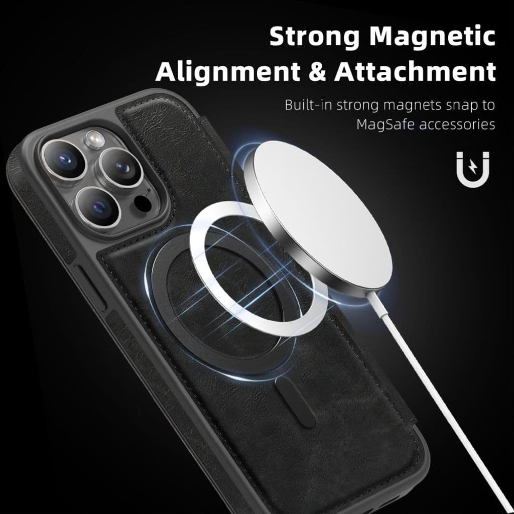 iPhone 14 Pro Max MagSafe RFID-blockerande Plånboksfodral - Svart - Bild 7