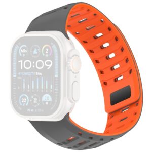 Apple Watch 49/46/44/42mm Silikonarmband med magnetlås - Grå/Orange
