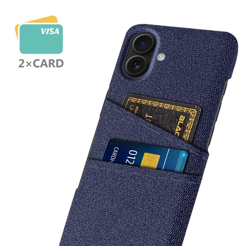 iPhone 17 Skal i Textil med 2 Kortfack - Blå - Bild 2