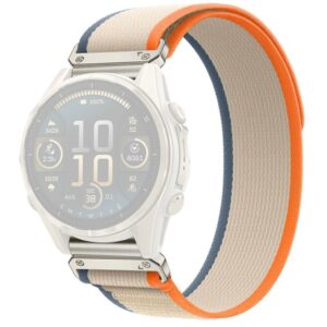Garmin Fenix 8 Pro/Quatix 8 51mm Elastiskt nylonarmband - Orange/Beige