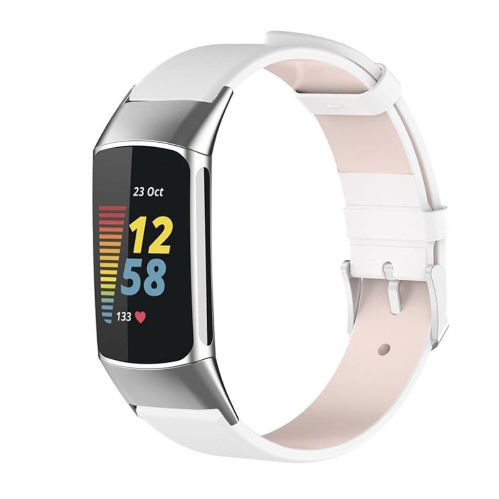 Fitbit Charge 6/5 Klockarmband i läder - Vit - Bild 4