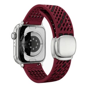 Silikon Klockarmband till Apple Watch 42/44/45/46/49mm - Vinröd/Svart