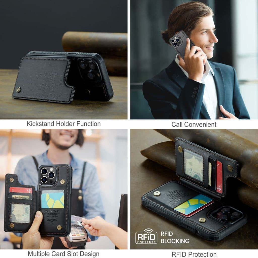 CASEME iPhone 14 Pro Plånboksskal RFID-blockerande – Svart - Bild 9