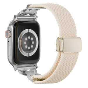 Apple Watch 42/41/40/38mm Armband Nylon Vävt Rhinestone - Vit