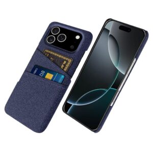 iPhone 17 Pro Skal i Textil med 2 Kortfack - Blå