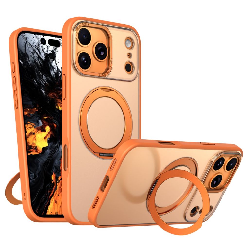 iPhone 18 Pro Max/17 Pro Max MagSafe Skal med roterande ställ - Orange