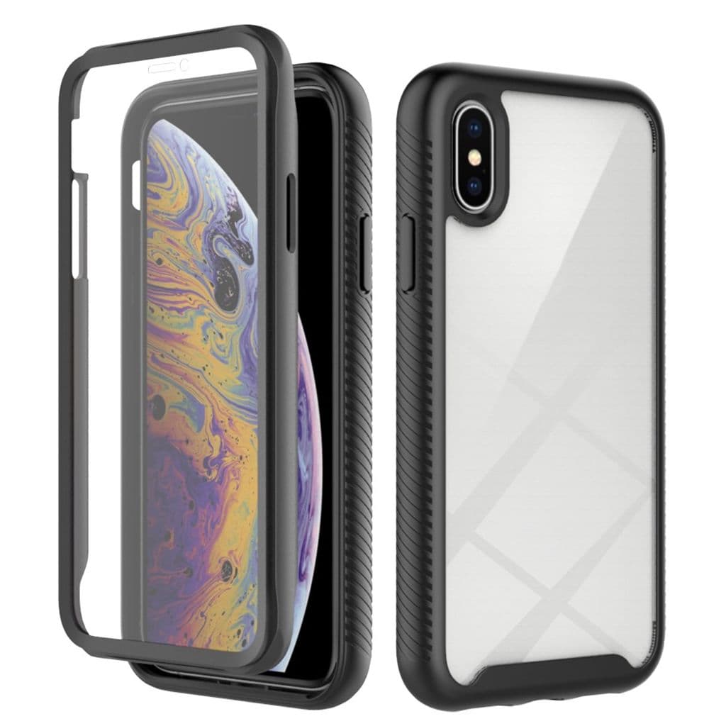 Hybrid Skal för iPhone XS Max med Skärmskydd – Svart