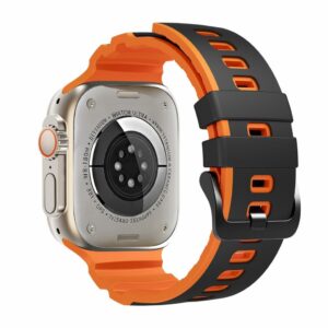 Apple Watch 49/46/44/42mm Tvåfärgat silikonarmband - Svart/Orange