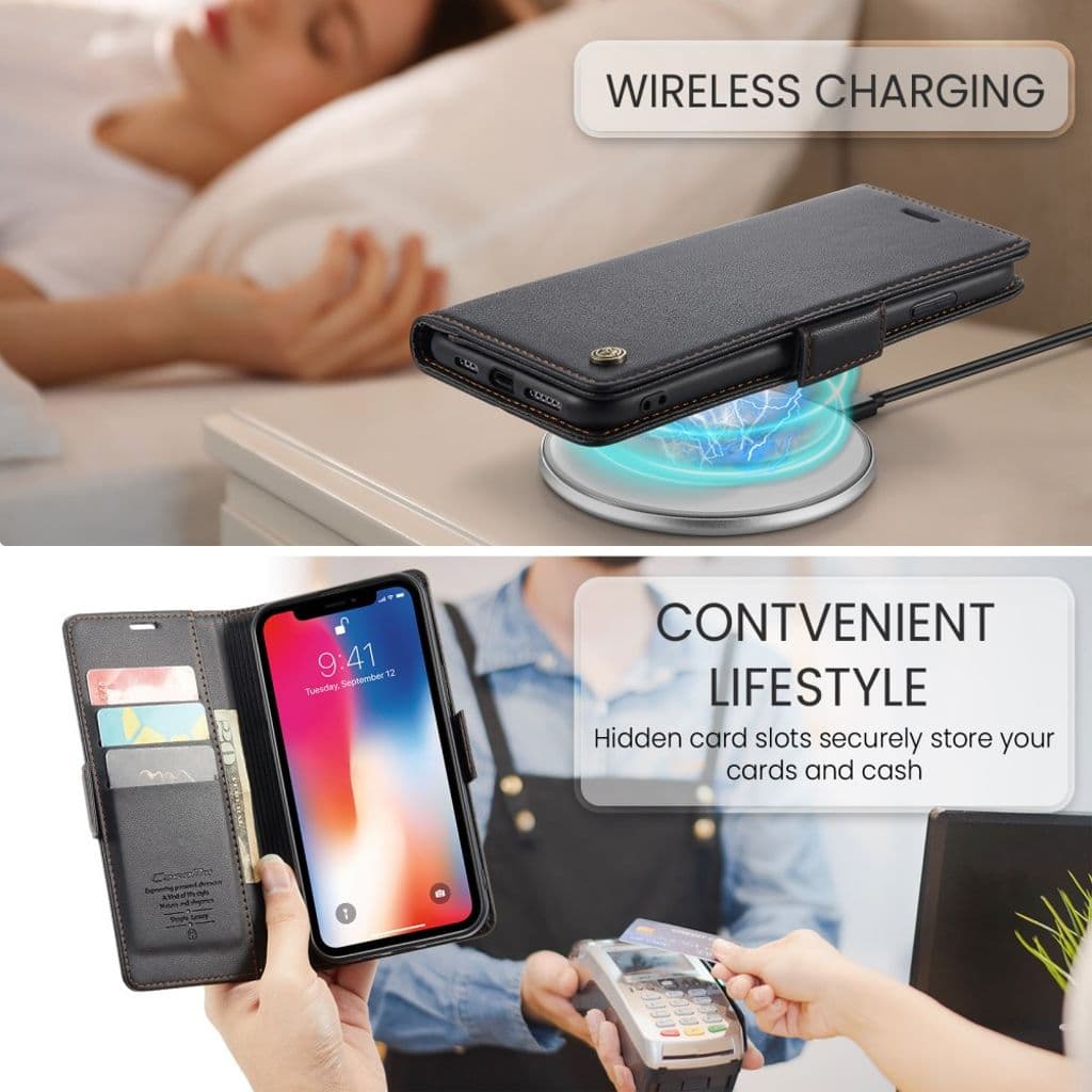 CASEME iPhone XS Max Plånboksfodral RFID-blockerande 3 Kortfack – Svart - Bild 7