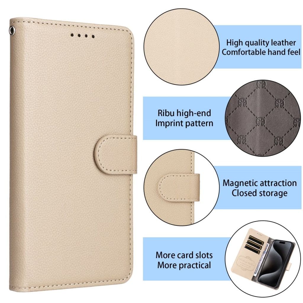 iPhone 17 Mobilfodral med RFID, 3 kortplatser och handledsrem – Vit - Bild 9