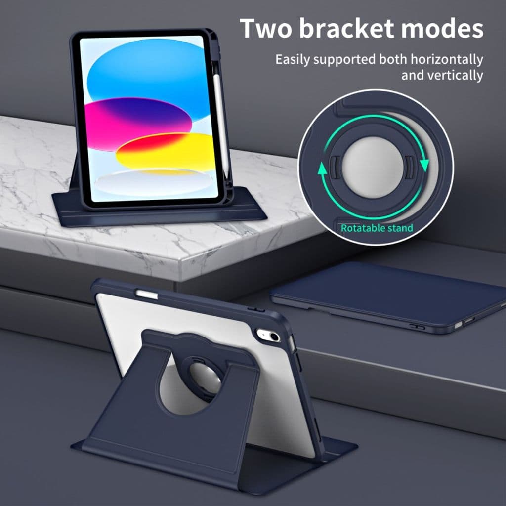 iPad 10.9" 2022 / iPad 11" 2025 Fodral med roterbart stativ - Mörkblå - Bild 3