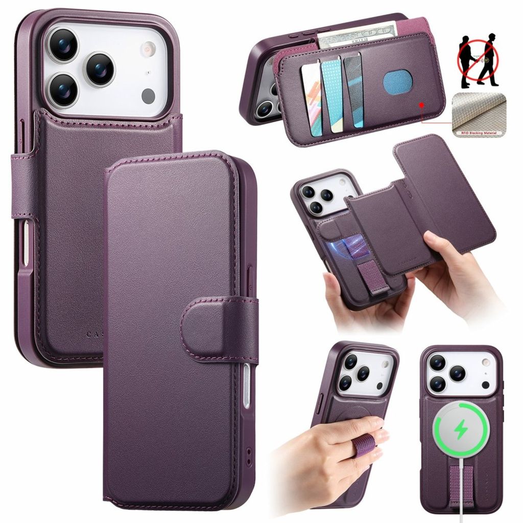 CASENEO iPhone 18 Pro Max/17 Pro Max MagSafe Fodral med avtagbar plånbok och RFID-skydd - Lila