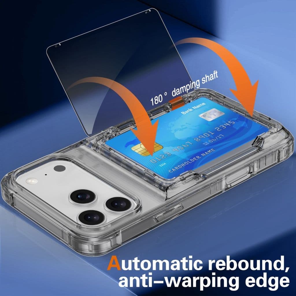 iPhone 17 Pro Skal med kortfack och stativ – Transparent Svart - Bild 3