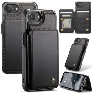 CASEME iPhone 16e Plånboksskal C22 med RFID-blockerande Kortfack – Svart