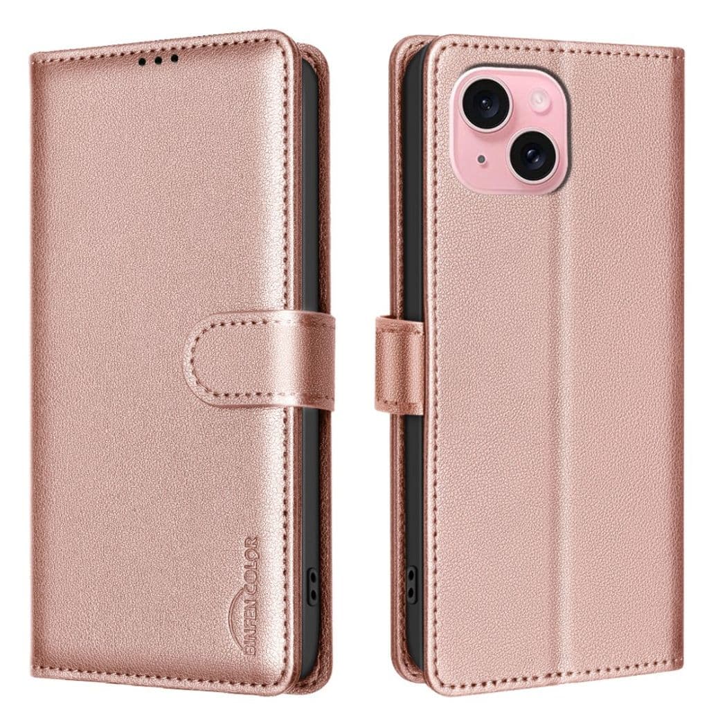 iPhone 13/14 Plånboksfodral RFID-blockerande - Roséguld