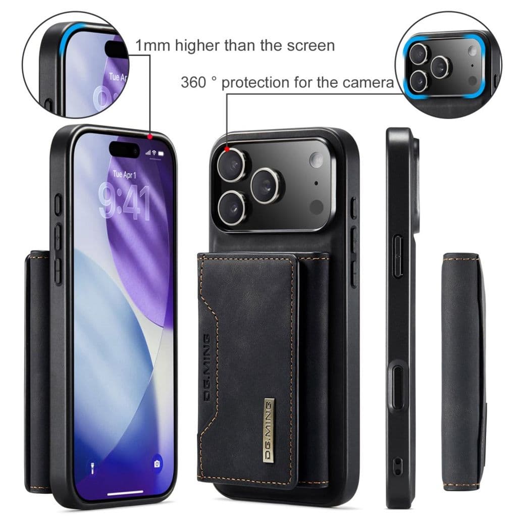 DG.MING iPhone 17 Pro Skal med Plånbok - Svart - Bild 9