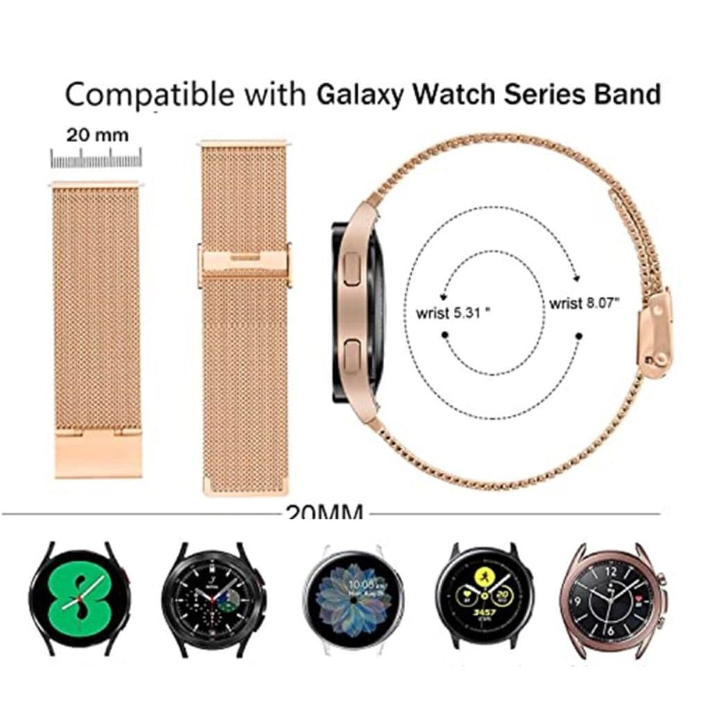 Samsung Galaxy Watch 6/6 Classic/5/5 Pro/4 Milanesiskt Klockarmband - Guld - Bild 6