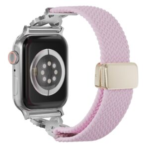 Apple Watch 42/41/40/38mm Flätat Nylonarmband med strass - Lila