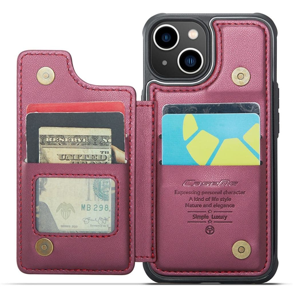iPhone 13 Plånboksskal CASEME C22 RFID-blockerande - Röd - Bild 3