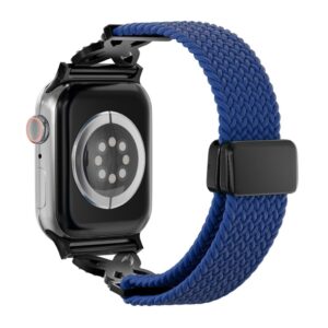 Apple Watch 49/46/44/42mm Flätat Nylonarmband med strass - Blå
