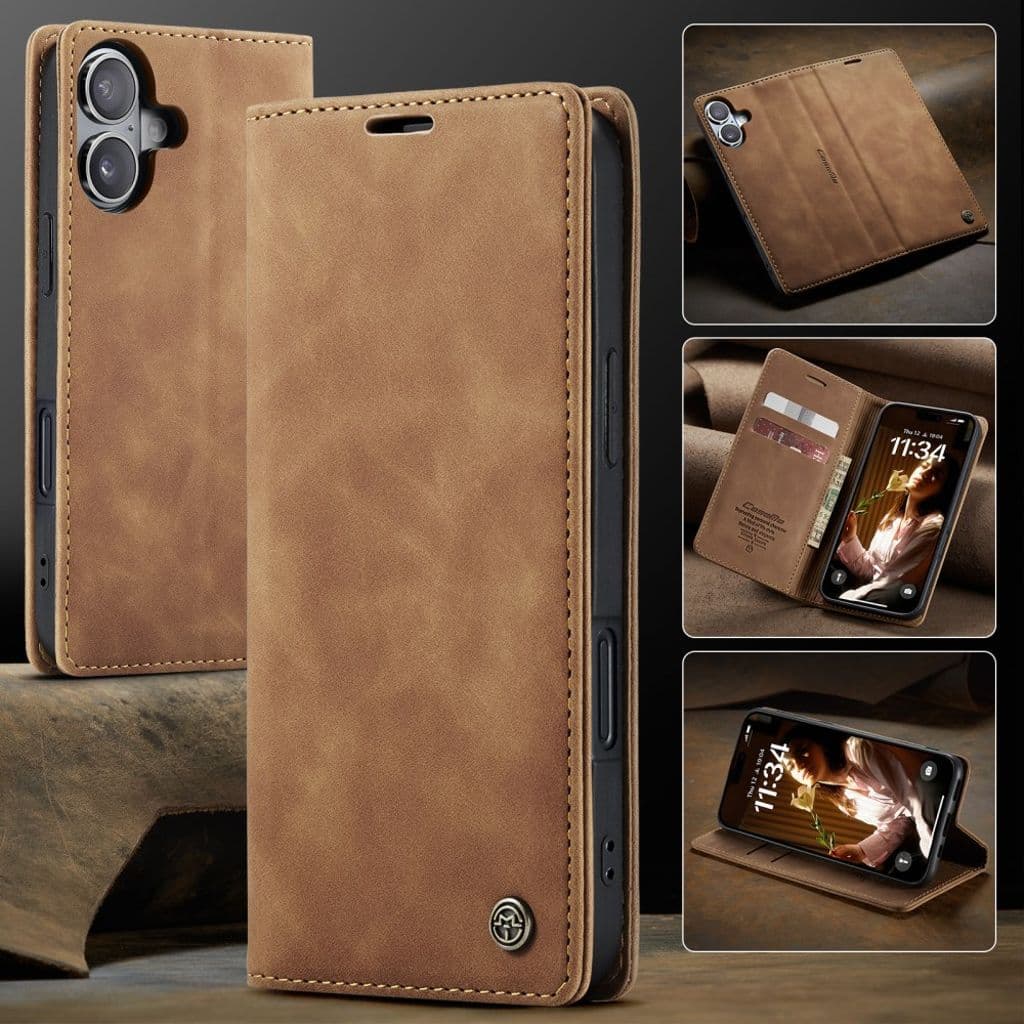 CASEME iPhone 17 Plånboksfodral med Kortfack - Brun - Bild 7