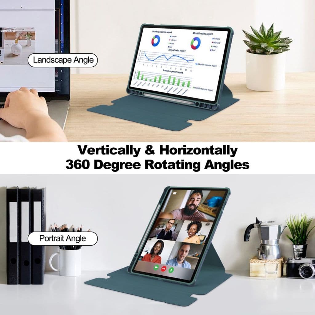 Samsung Galaxy Tab S9 FE Plus Fodral med vikbart stativ - Grön - Bild 3