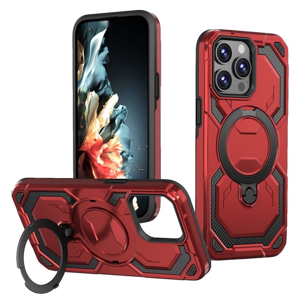 iPhone 15 Pro Max Skal med Ringhållare - Röd