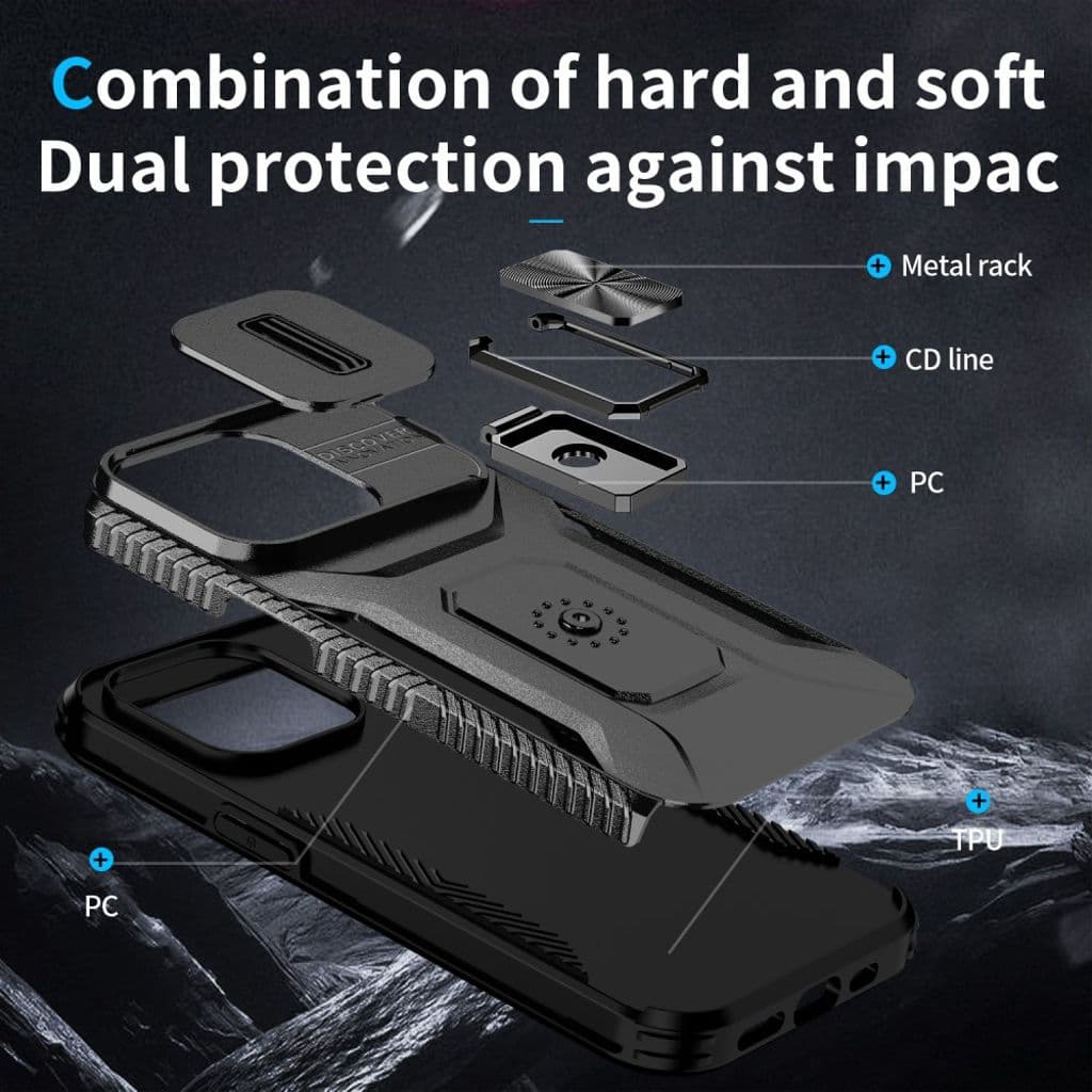 iPhone 14 Pro Skal med Ringstativ och Kameraskydd - Svart - Bild 3