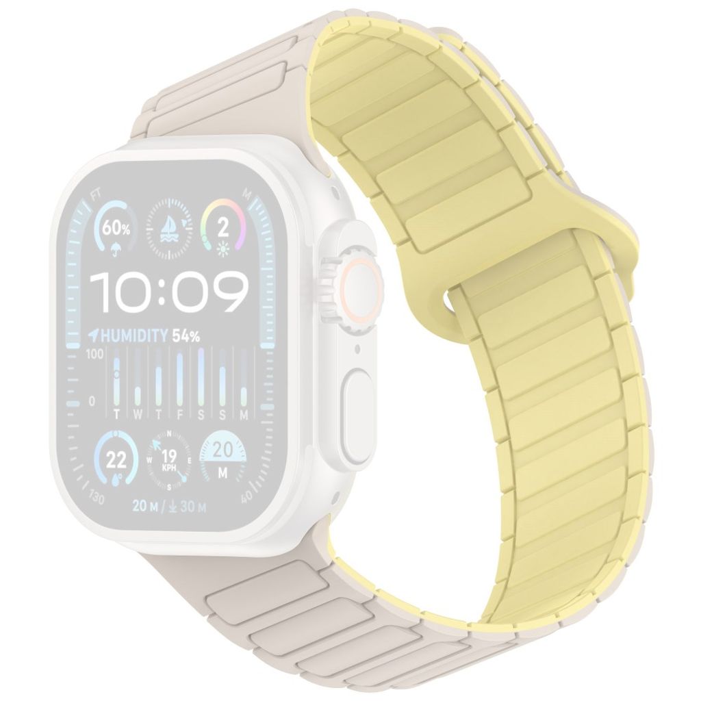 Apple Watch 42/41/40/38mm Silikonarmband med magnetisk loop - Vit/Gul
