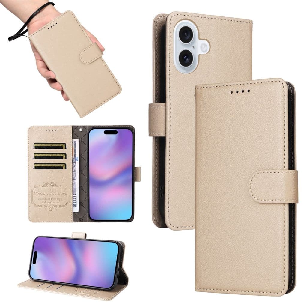 iPhone 17 Mobilfodral med RFID, 3 kortplatser och handledsrem – Vit - Bild 5