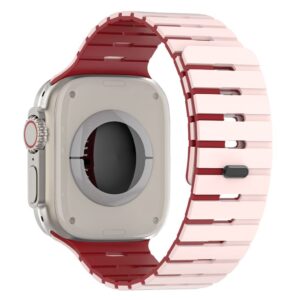 Apple Watch 49/46/44/42mm Tvåfärgat Silikonarmband - Rosa/Röd