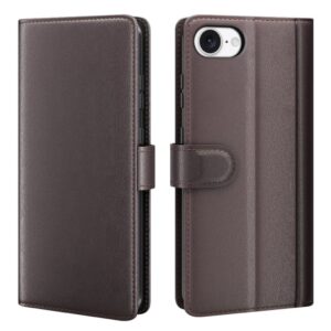 AMORUS iPhone 16e Plånboksfodral Stativ Äkta Läder - Brun