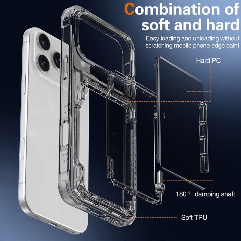 iPhone 17 Pro Skal med kortfack och stativ – Transparent Svart - Bild 4