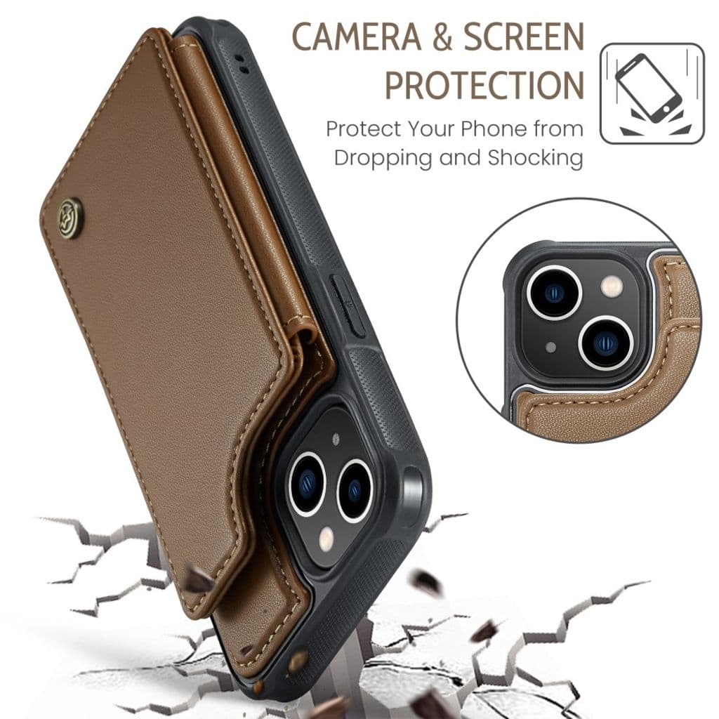 iPhone 13 Plånboksskal CASEME C22 RFID-blockerande - Brun - Bild 8