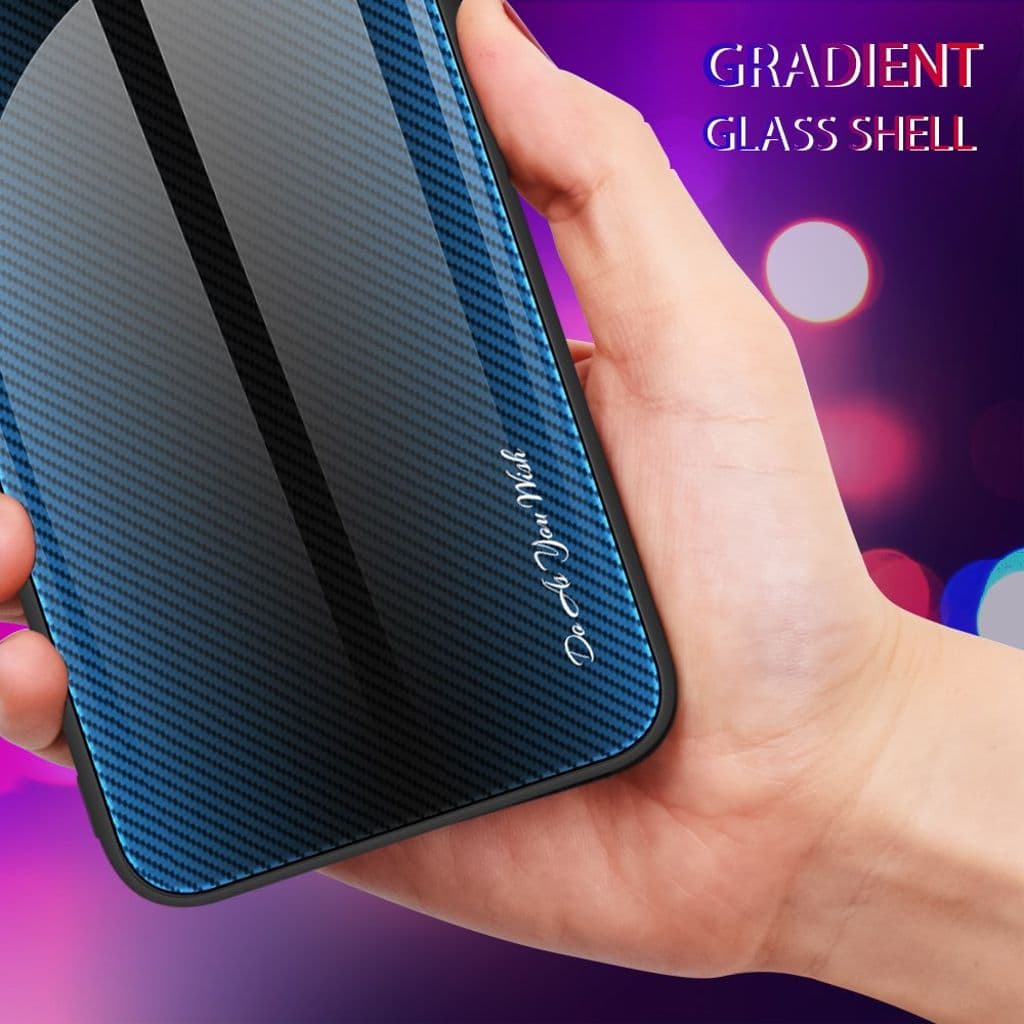 Samsung Galaxy A55 5G Fodral Härdat Glas + TPU Kolfibertextur – Babyblå - Bild 2