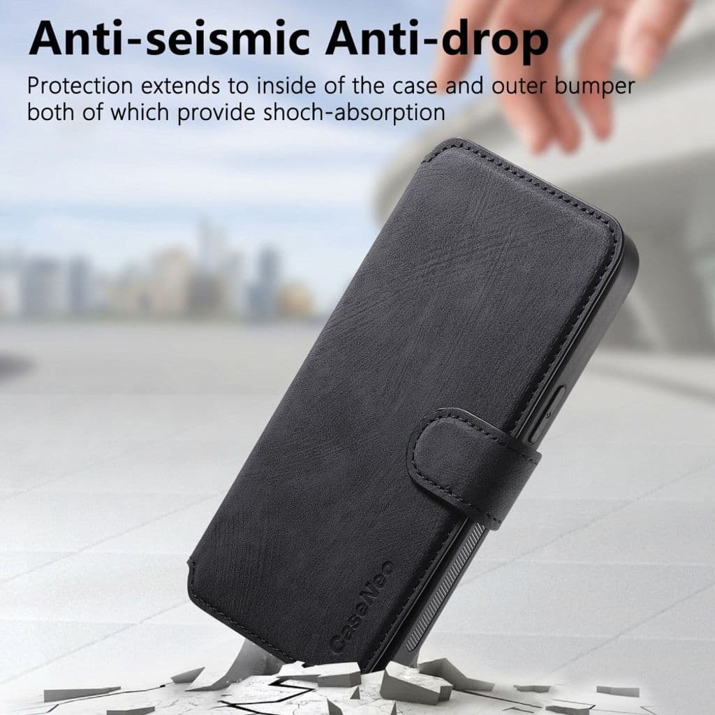 CASENEO iPhone 13 Pro Max Plånboksfodral Avtagbar Plånbok - Svart - Bild 6