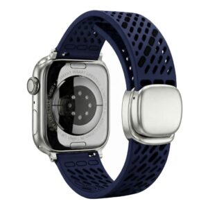 Apple Watch 49/46/44/42mm Armband med säkerhetsspänne - Mörkblå/Svart