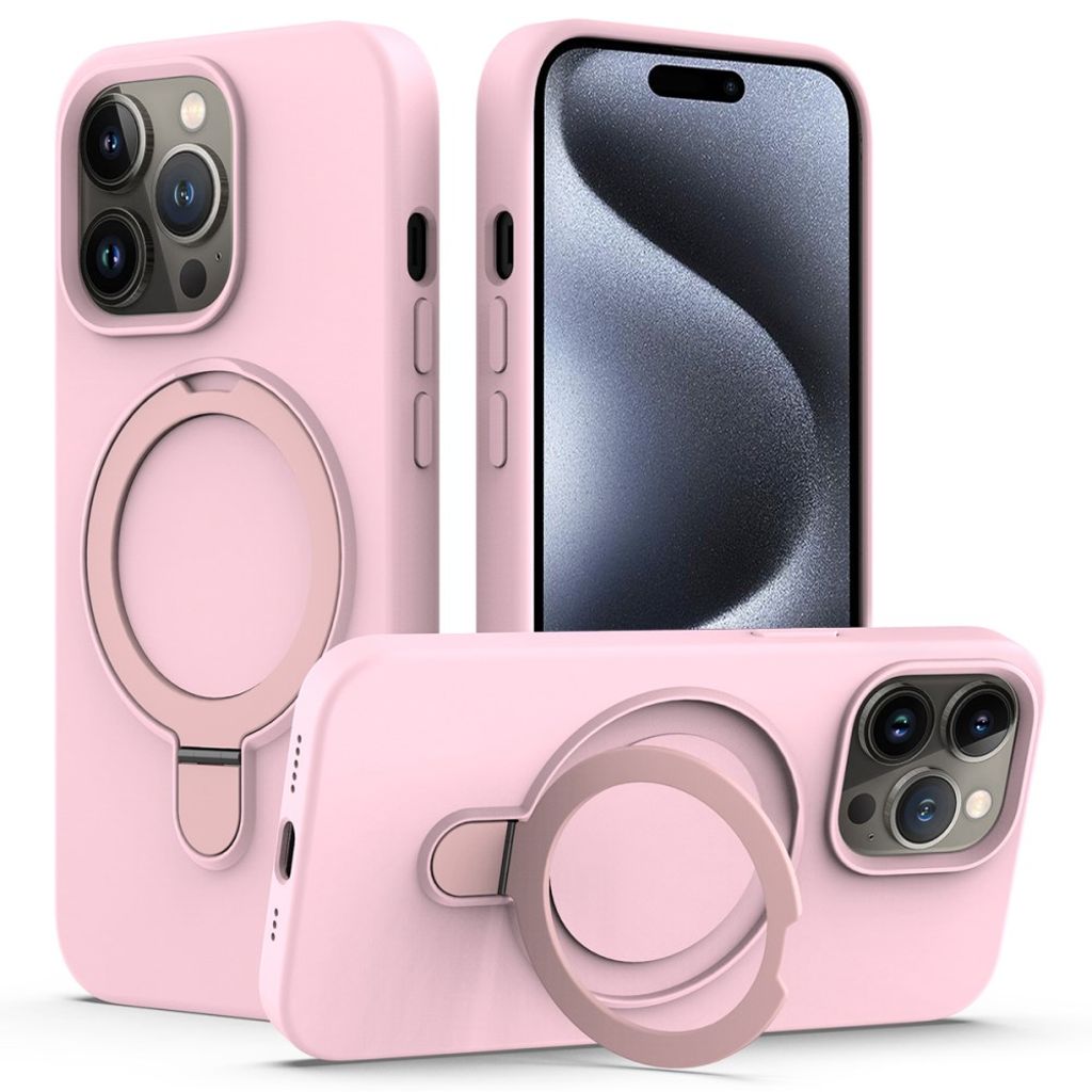 iPhone 15 Pro Max MagSafe Skal med Ringställ - Rosa
