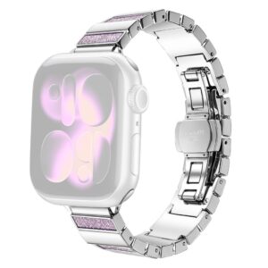 Apple Watch Rostfritt stål armband med glitter 42/41/40/38mm - Rosa