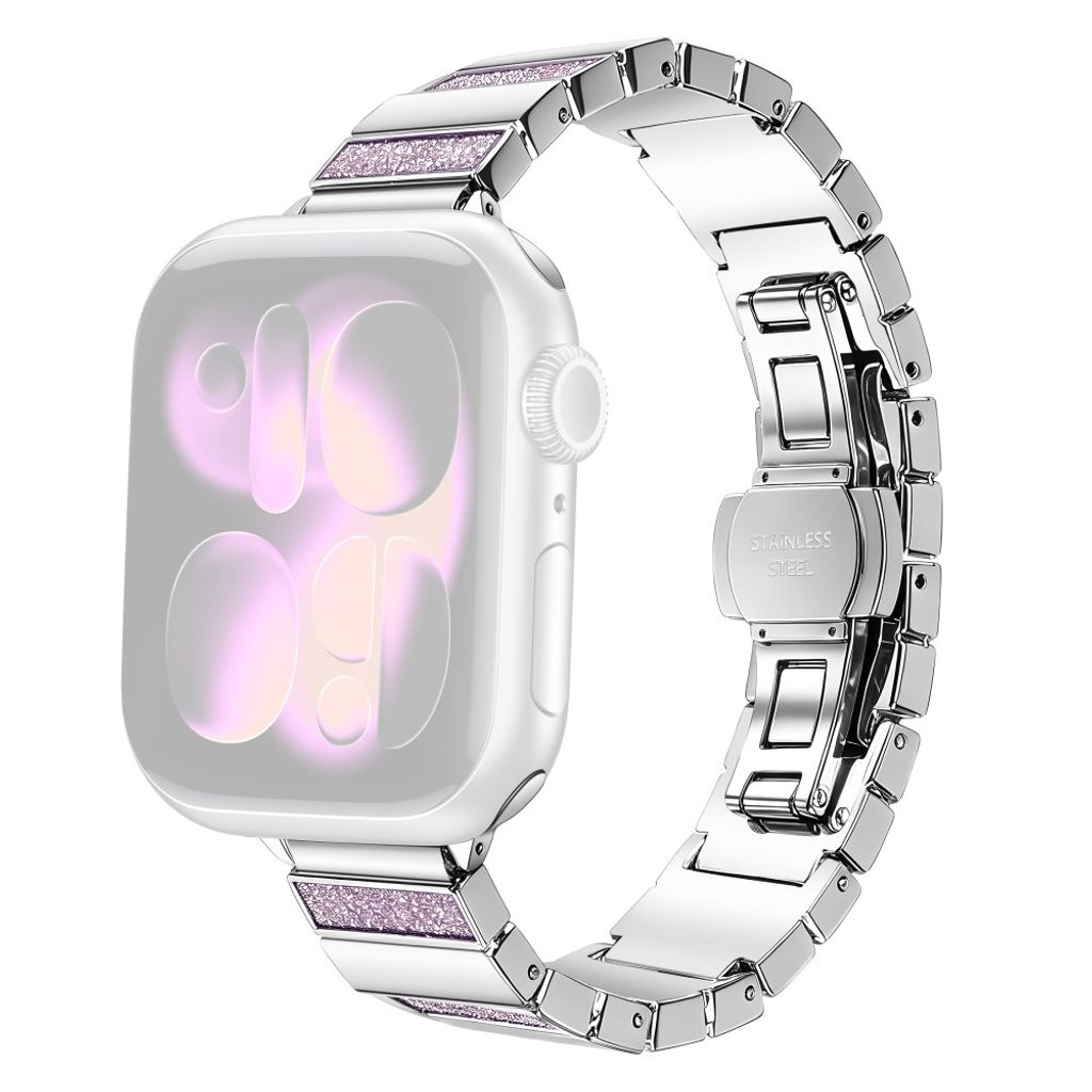 Apple Watch Rostfritt stål armband med glitter 42/41/40/38mm - Rosa