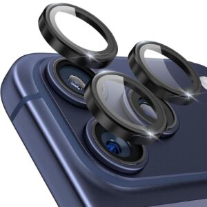 iPhone 18 Pro Max Linsskydd härdat glas med metallring - Svart