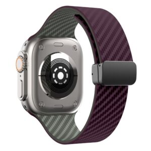 Apple Watch 49/46/44/42mm Silikonarmband med kolfibermönster - Lila