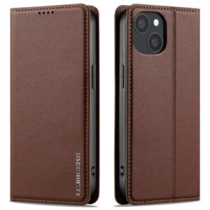 LC.IMEEKE Plånboksfodral till iPhone 14/13 med Stå PU-läder - Brun