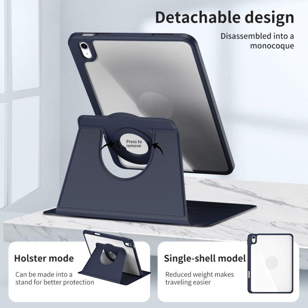 iPad 10.9" 2022 / iPad 11" 2025 Fodral med roterbart stativ - Mörkblå - Bild 5
